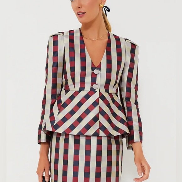 Tuckernuck Tops - Tuckernuck Bordeaux Check Jacquard Zoey Top